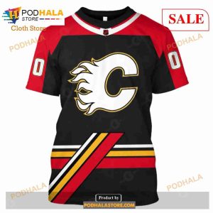 Custom Name And Number NHL Calgary Flames Shirt Sweatshirt Hoodie 3d 6