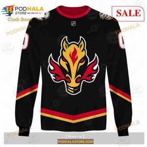 Custom Name And Number NHL Calgary Flames Sweatshirt Hoodie 3d 4