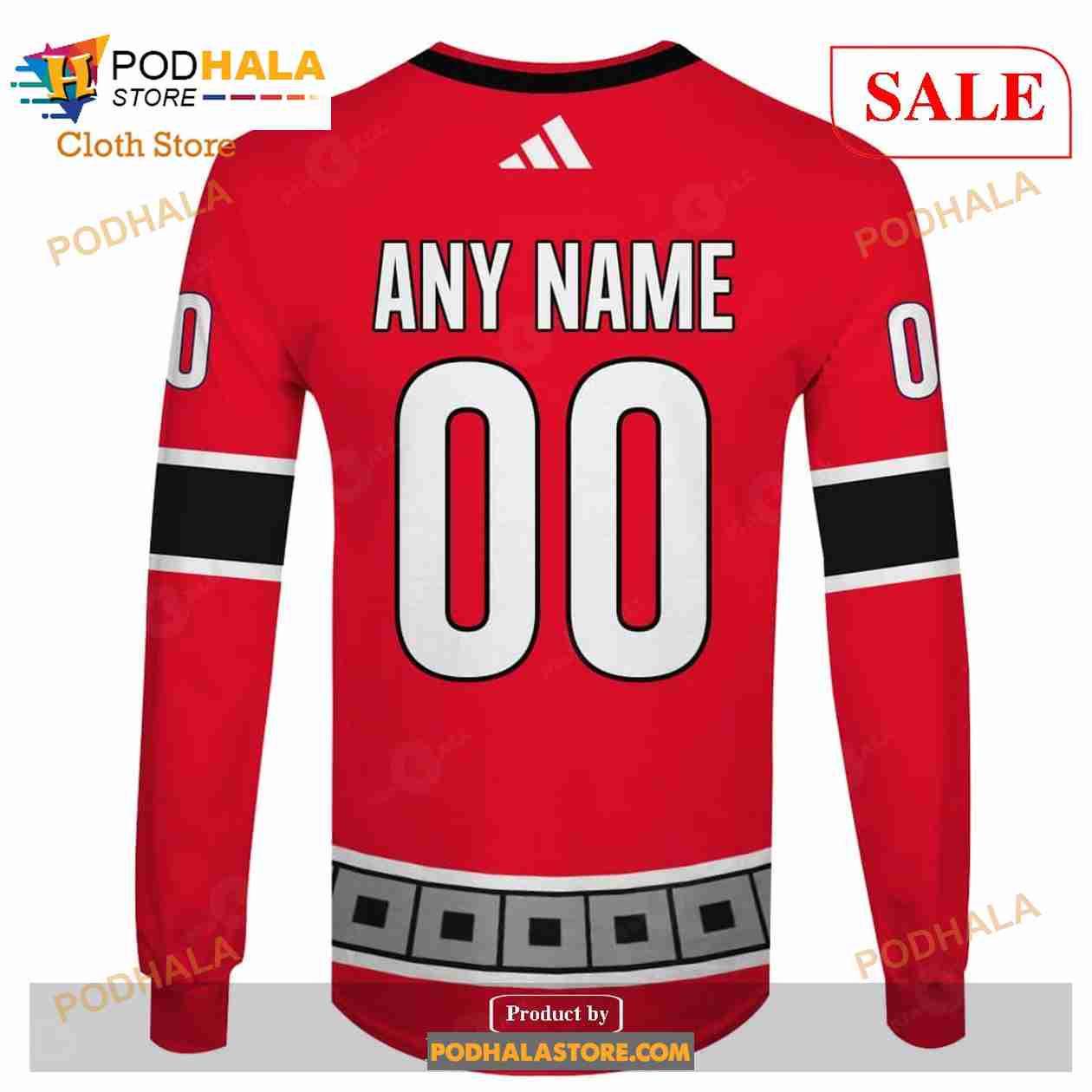 NHL Carolina Hurricanes Custom Name Number 2020 Home Jersey Zip Up Hoodie