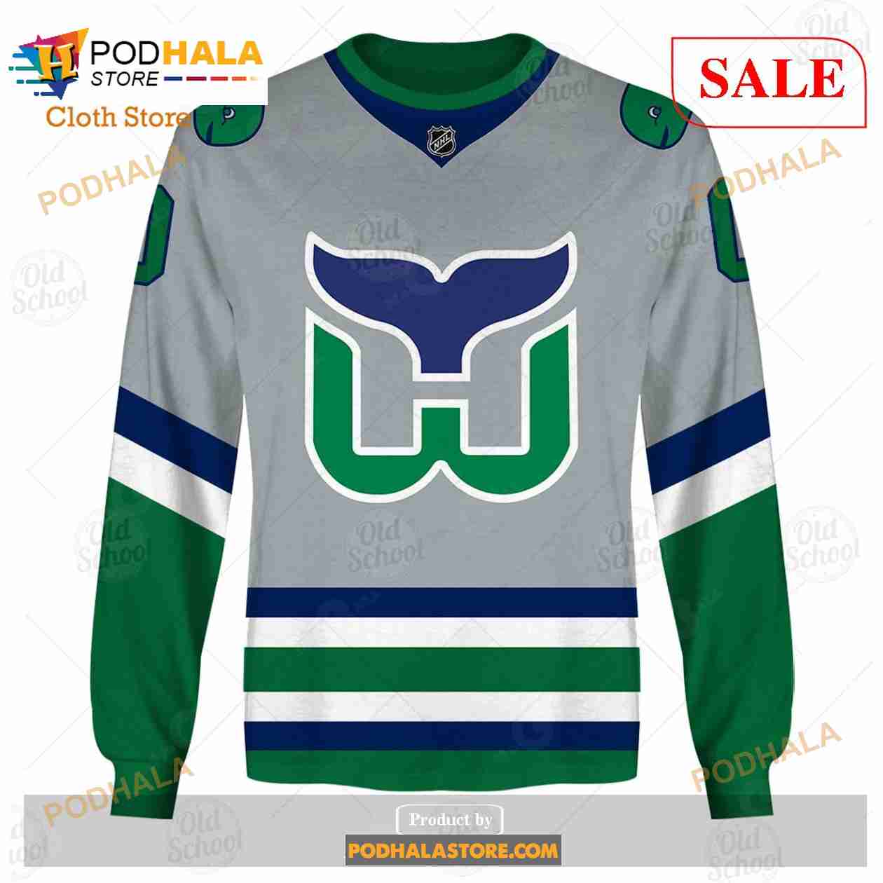 Custom Hartford Whalers Carolina Hurricanes Vintage NHL Green Sweatshirt  Hoodie 3D - Bring Your Ideas, Thoughts And Imaginations Into Reality Today