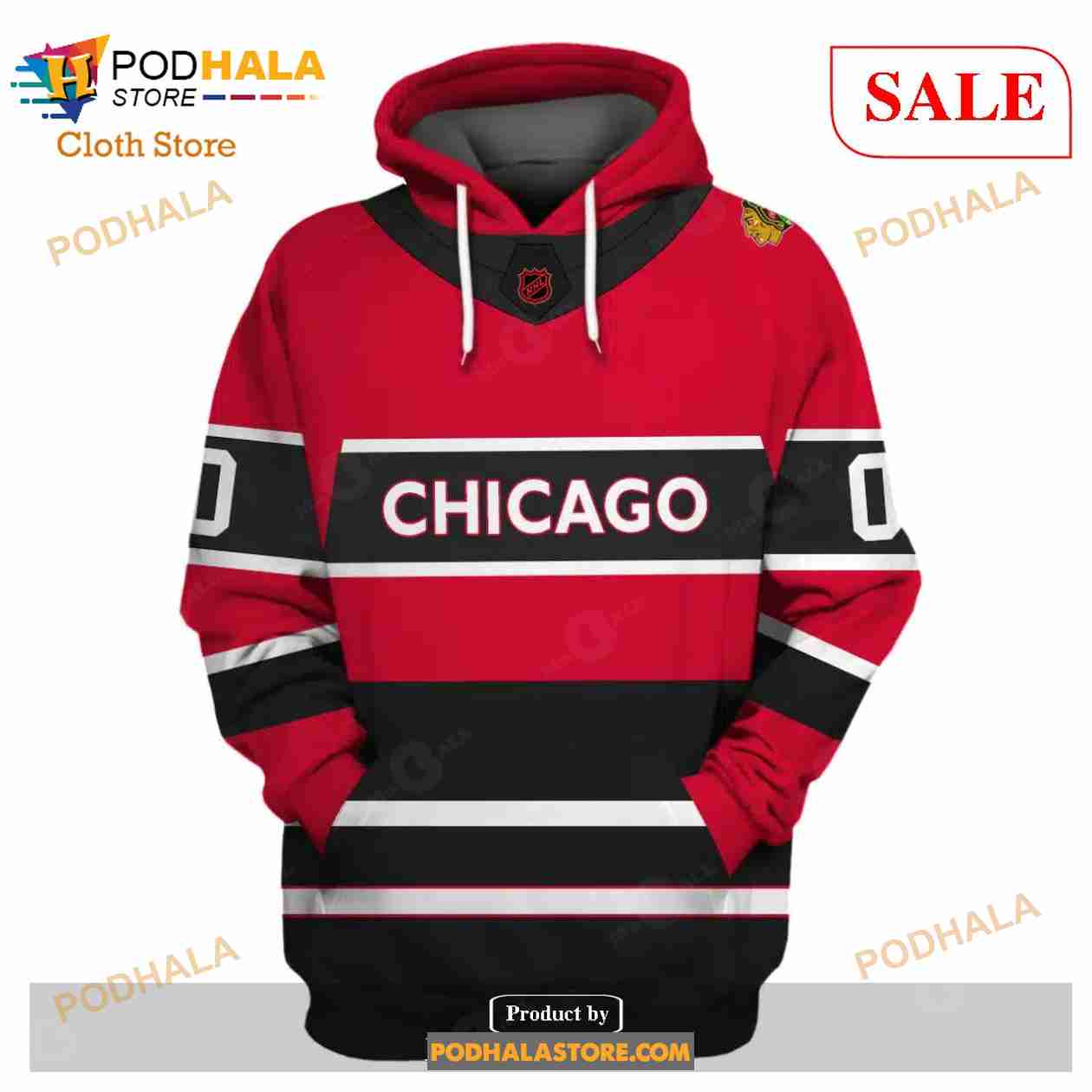 Chicago Blackhawks Hockey Pullover Hoodie Unisex 3D All Over Print in 2023