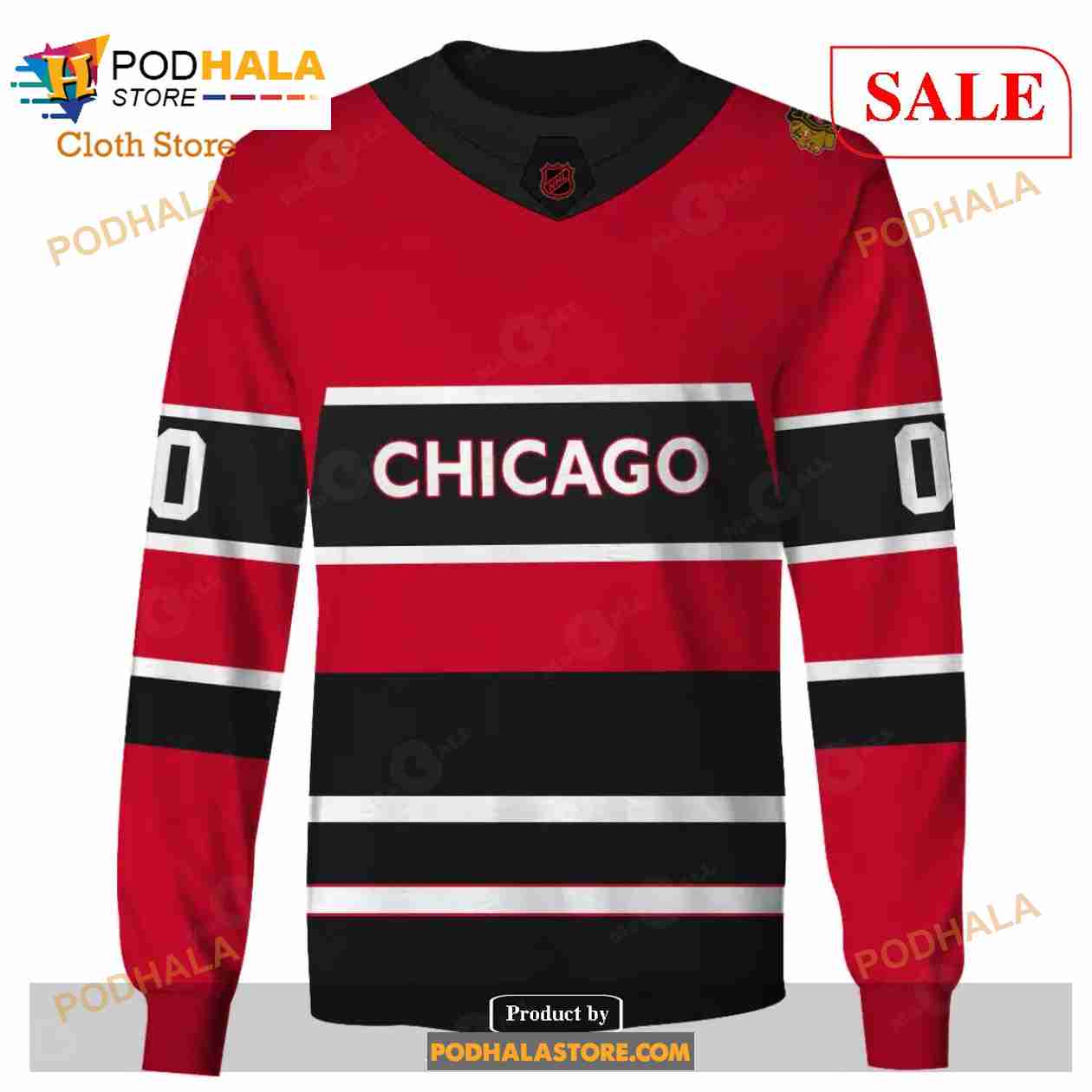 NHL Chicago Blackhawks Custom Name Number Throwback Vintage Jersey T-Shirt