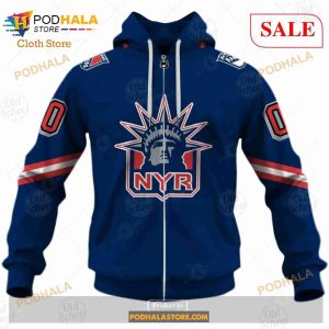 Custom Name And Number NHL New York Rangers Sweatshirt Hoodie 3d 5