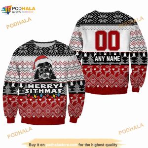 Darth Vader Star Wars White Xmas Knitting Pattern Red 3D Ugly