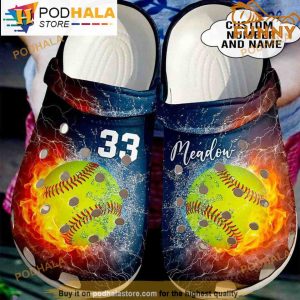 Custom Name Lightning Softball Crocband 3D Crocs