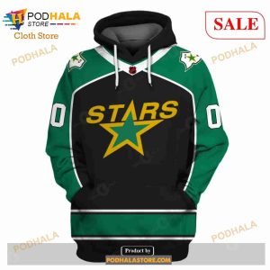 Custom Name Number NHL Reverse Retro Dallas Stars Shirt Hoodie 3d 2