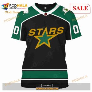 Custom Name Number NHL Reverse Retro Dallas Stars Shirt Hoodie 3d 6