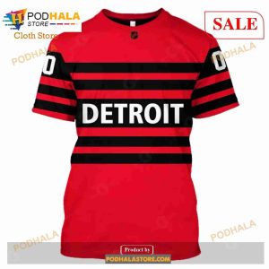 Custom Name Number NHL Reverse Retro Detroit Red Wings Shirt Hoodie 3d 6