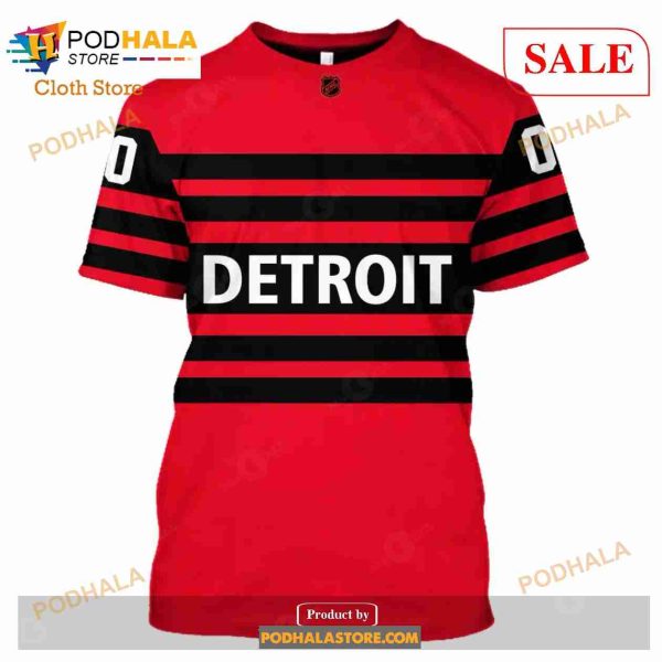 Custom Name & Number NHL Reverse Retro Detroit Red Wings Shirt Hoodie 3D