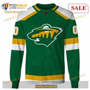 Custom Name Number NHL Reverse Retro Minnesota Wild Shirt Hoodie 3d 4