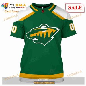 Custom Name Number NHL Reverse Retro Minnesota Wild Shirt Hoodie 3d 6