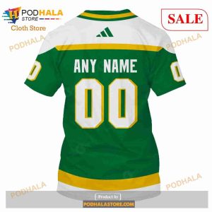 Custom Name Number NHL Reverse Retro Minnesota Wild Shirt Hoodie 3d 7