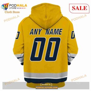 Custom Name Number NHL Reverse Retro Nashville Predators Shirt Hoodie 3d 3