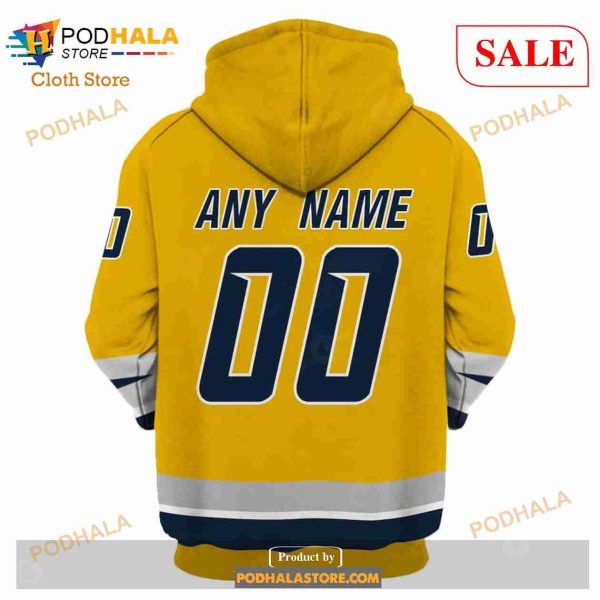 Custom Name & Number NHL Reverse Retro Nashville Predators Shirt Hoodie 3D