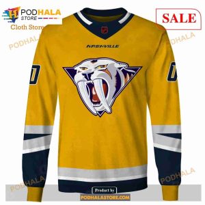 Custom Name Number NHL Reverse Retro Nashville Predators Shirt Hoodie 3d 4