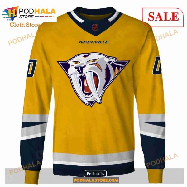 Custom Name & Number NHL Reverse Retro Nashville Predators Shirt Hoodie 3D