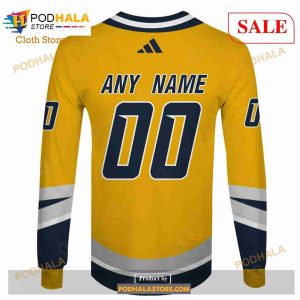 Custom Name Number NHL Reverse Retro Nashville Predators Shirt Hoodie 3d 5