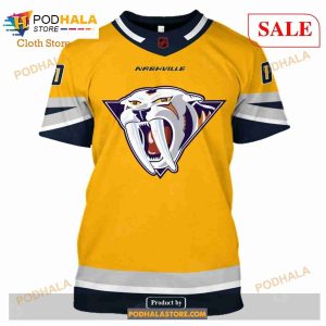 Custom Name Number NHL Reverse Retro Nashville Predators Shirt Hoodie 3d 6