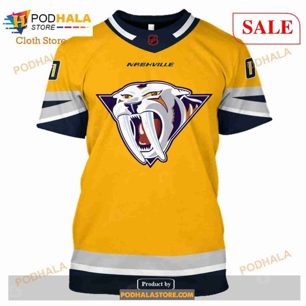Custom Name & Number NHL Reverse Retro Nashville Predators Shirt Hoodie 3D