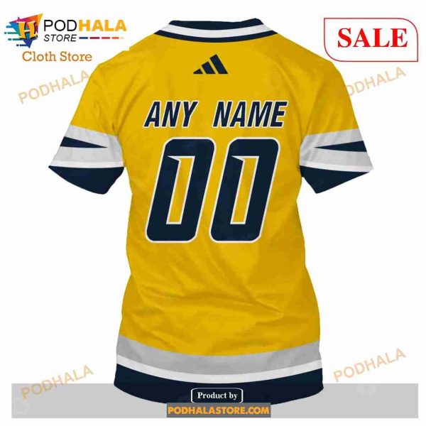 Custom Name & Number NHL Reverse Retro Nashville Predators Shirt Hoodie 3D