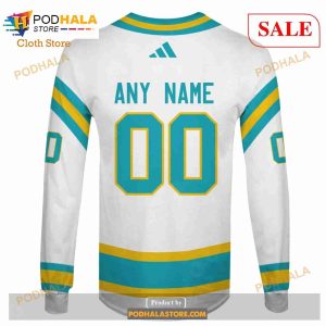 Custom Name Number NHL Reverse Retro San Jose Sharks Shirt Hoodie 3d 5