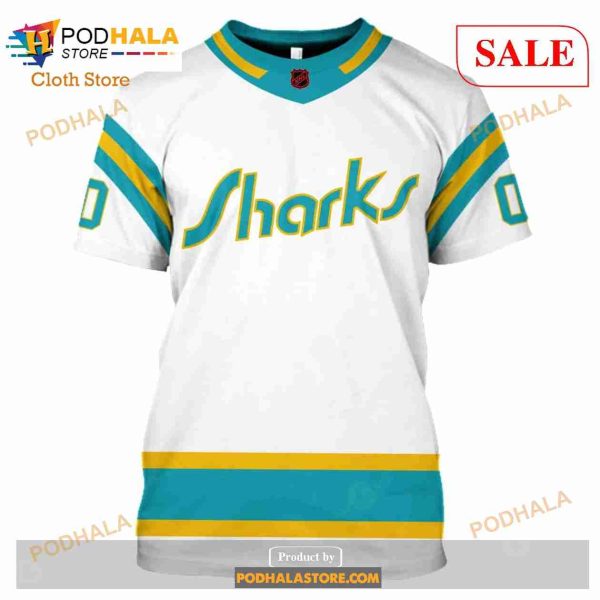 Custom Name & Number NHL Reverse Retro San Jose Sharks Shirt Hoodie 3D