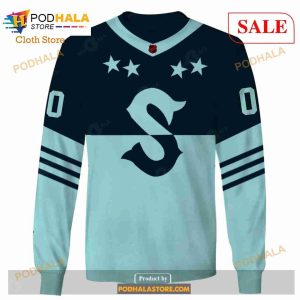 Custom Name Number NHL Reverse Retro Seattle Kraken Shirt Hoodie 3d 4