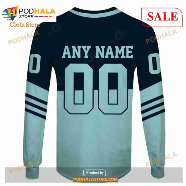 Custom Name & Number NHL Reverse Retro Seattle Kraken Shirt Hoodie 3D