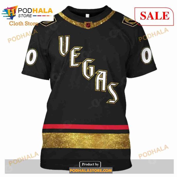 Custom Name & Number NHL Reverse Retro Vegas Golden Knights Shirt Hoodie 3D