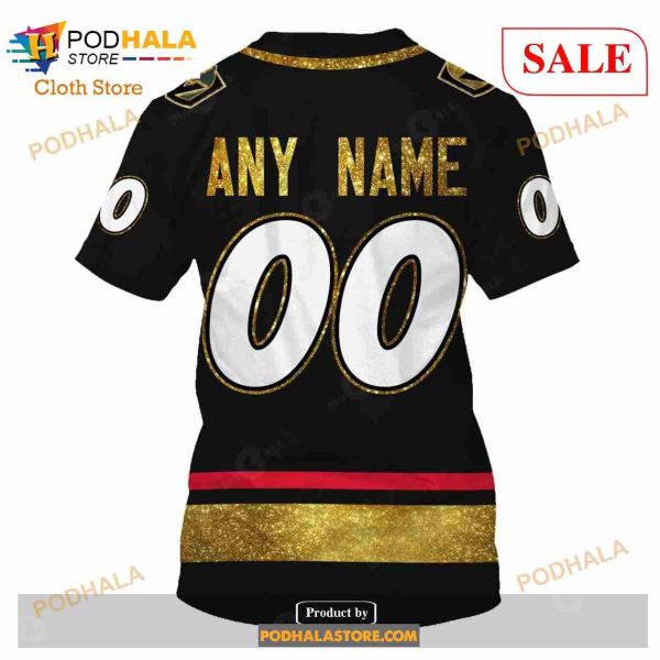 Custom Name & Number NHL Reverse Retro Vegas Golden Knights Shirt Hoodie 3D