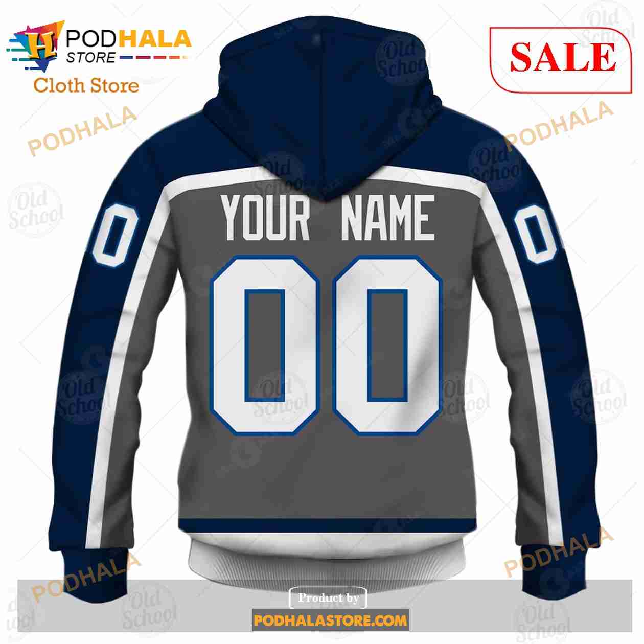NHL Winnipeg Jets Custom Name Number White Blue Reverse Retro Jersey  Sweatshirt