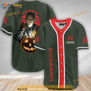 Custom Name Scary Michael Myers Pumpkin Buchanan's 3D Baseball Jersey