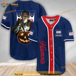 Custom Name Scary Michael Myers Pumpkin Hamm's Beer 3D Baseball Jersey