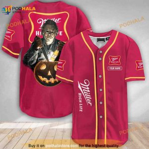 Custom Name Scary Michael Myers Pumpkin Miller High Life 3D Baseball Jersey