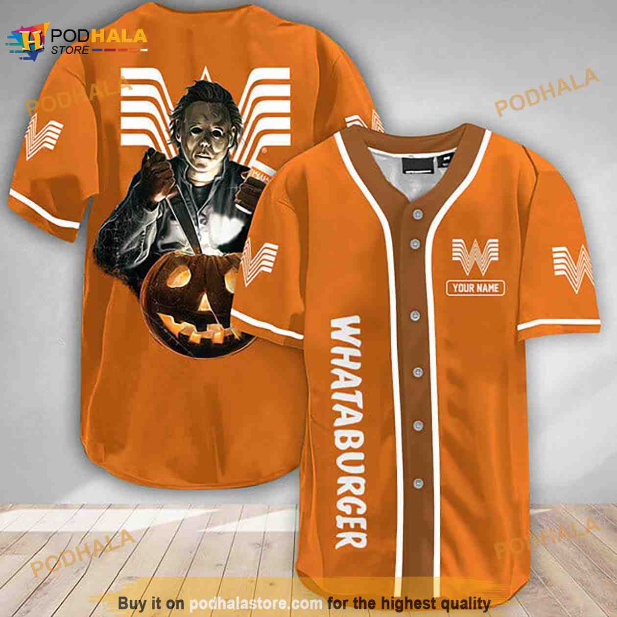 Custom Name Scary Michael Myers Pumpkin Whataburger 3D Baseball Jersey -  Bring Your Ideas, Thoughts And Imaginations Into Reality Today