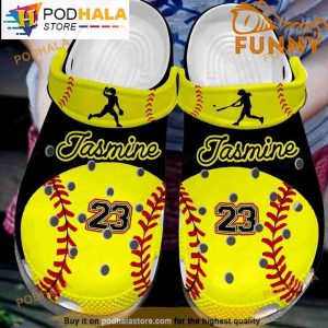Custom Name Softball Crocband 3D Crocs, Classic Lover Shoes