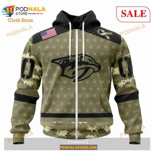 Custom Nashville Predators Camo Military Appreciation Nhl Hoodie 3d 2