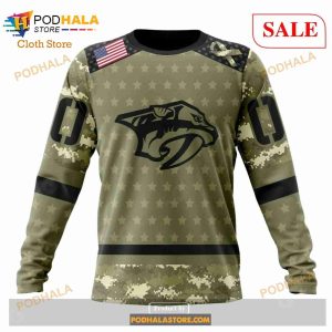 Custom Nashville Predators Camo Military Appreciation Nhl Hoodie 3d 4