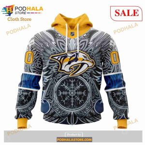 Custom Nashville Predators Norse Viking Symbols Nhl Hoodie 3d 4