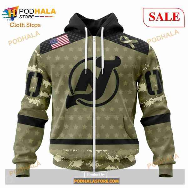 Custom New Jersey Devils Camo Military Appreciation NHL Hoodie 3D