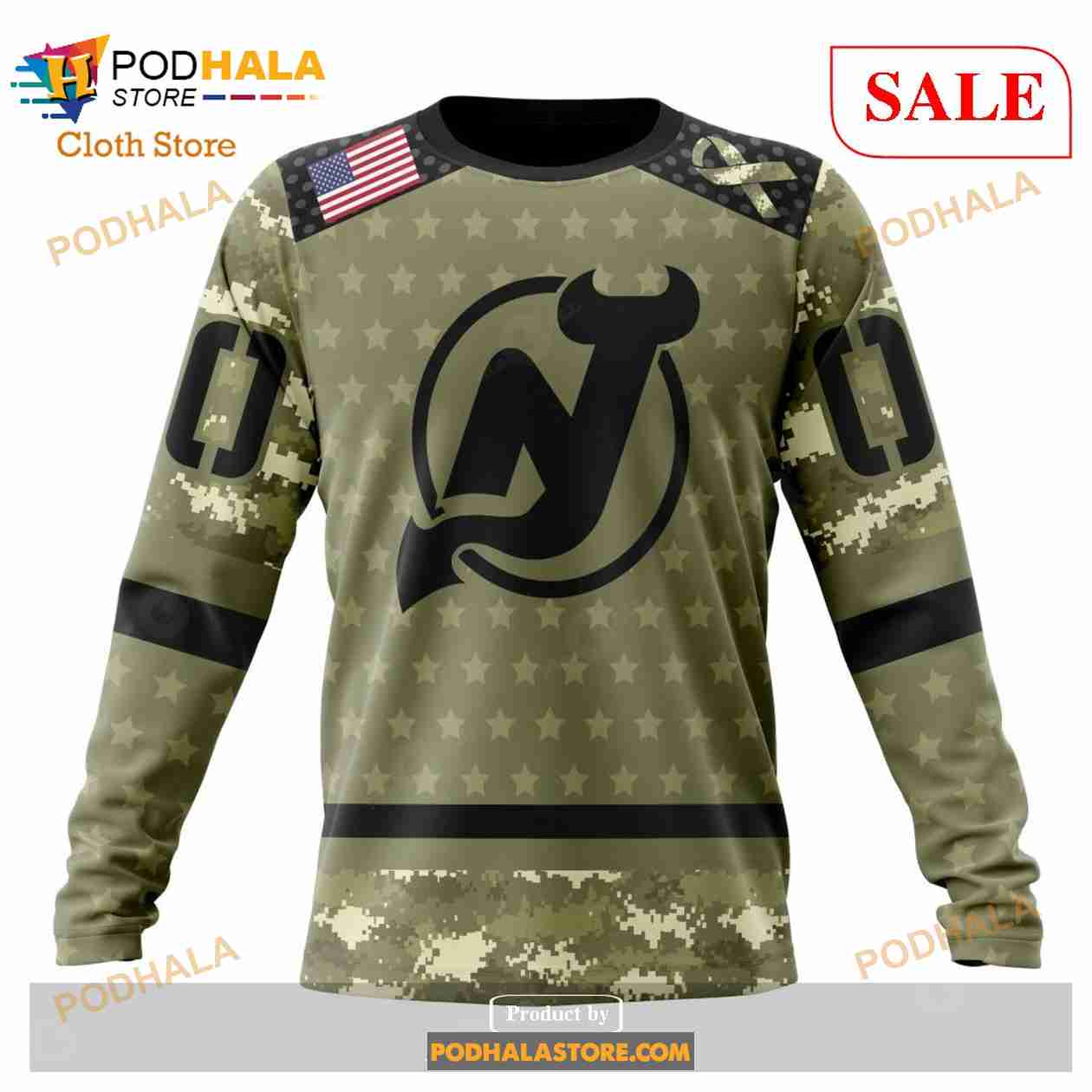 New Jersey Devils NHL Camo Veteran 3D Printed Hoodie/Zipper Hoodie