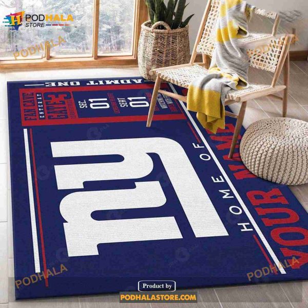 Custom New York Giants Wincraft Custom NFL Area Rug Carpet, Kitchen Rug