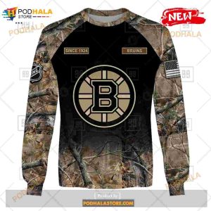 Custom Nhl Boston Bruins Hunting Camouflage Design Hoodie Sweatshirt Shirt 3d 4