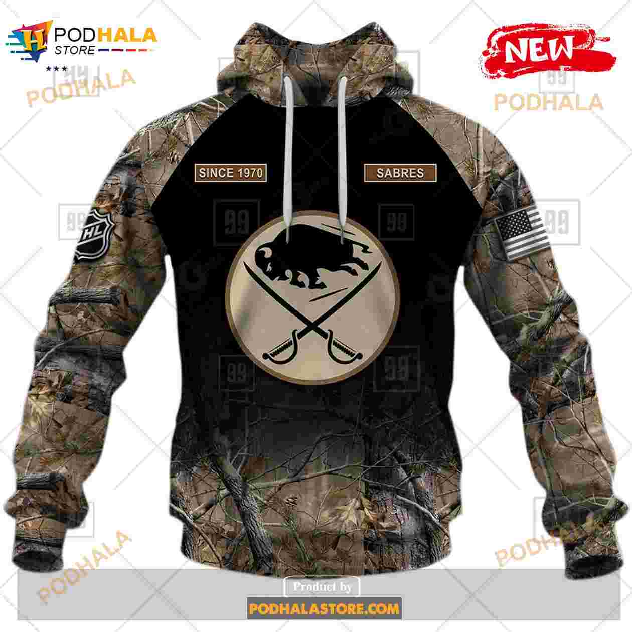 NHL Buffalo Sabres Custom Name Number Military Jersey Camo Fleece