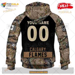Custom Nhl Calgary Flames Hunting Camouflage Design Hoodie Sweatshirt Shirt 3d 6