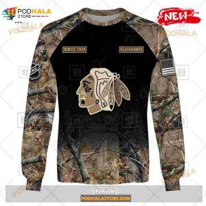Custom Nhl Chicago Blackhawks Hunting Camouflage Design Hoodie Sweatshirt Shirt 3d 4