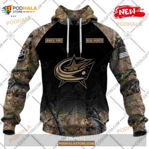 Custom Nhl Columbus Blue Jackets Hunting Camouflage Design Hoodie Sweatshirt Shirt 3d 2