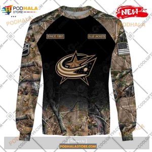 Custom Nhl Columbus Blue Jackets Hunting Camouflage Design Hoodie Sweatshirt Shirt 3d 4