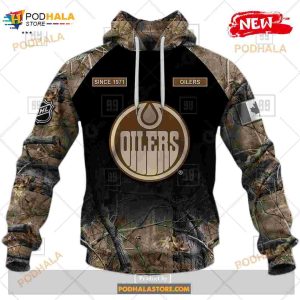 Custom Nhl Edmonton Oilers Hunting Camouflage Design Hoodie Sweatshirt Shirt 3d 2