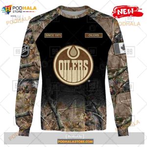 Custom Nhl Edmonton Oilers Hunting Camouflage Design Hoodie Sweatshirt Shirt 3d 4